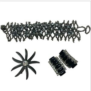 Black Jewelry Collection Earrings Bracelet Pin Brooch
